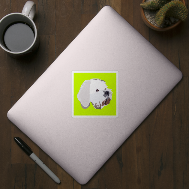 Bichon Frise Mix Dog Abstract Portrait Lime by ellenhenryart